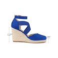 thumbnail image 2 of BLISSFUL STEP Women's Espadrilles Wedge Sandals Platform Close Toe Cross Strap Sandal Royal Blue 7.5, 2 of 6