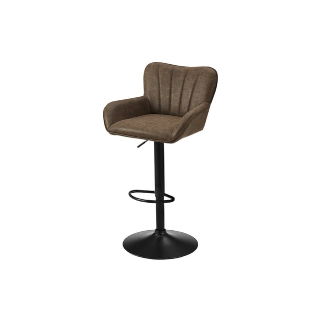 Monarch Specialties - Barstool, Set Of 2, Swivel, Adjustable, Bar Height, Counter Height, Kitchen, Brown Leather Look, Black Metal, Contemporary, Modern