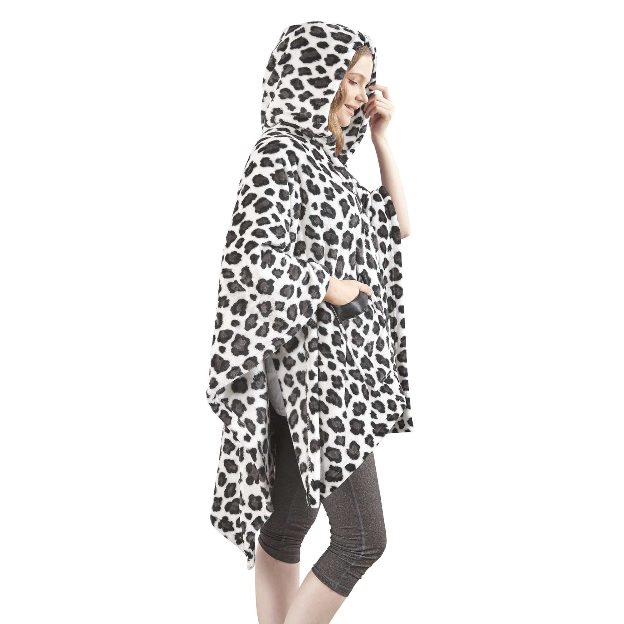 Comfort Spaces White, Gray Leopard Polyester Plush Throw, 60" x 50"