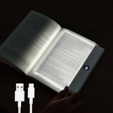 Book Light, Rechargeable Flat LED Page Light with 3 Color Modes & Timer, Clear Panel Reading Light for Books at Night in Bed, Eye-Care Bookmark Lamp for Readers