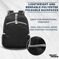 thumbnail image 3 of Lightweight Travel Packable Backpacks Set of 6, Bulk Pack - Perfect for School, Camping, Outdoor Sports - Black, 3 of 5