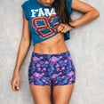 thumbnail image 3 of Daiia Blue Skull Rose Pattern Women's Workout Shorts Biker Shorts - High Waisted Workout Spandex Tummy Control Gym Running Yoga Shorts-Medium, 3 of 8