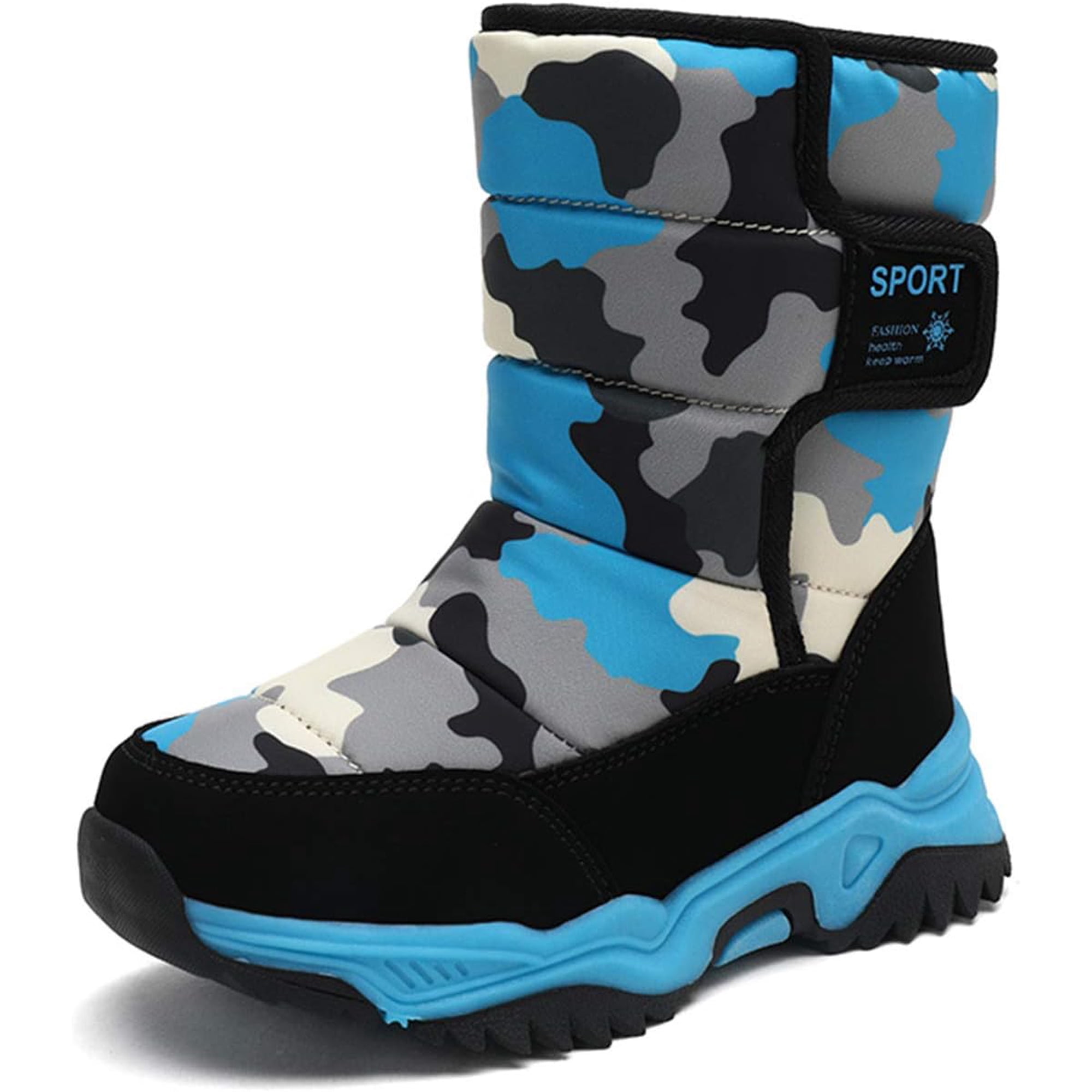 Boys Girls Warm Snow Boots Plush Lining Non-Slip Cold-Proof Cotton Boots Kids Winter Outdoor Sports Shoes (Toddler/Little Kid/Big Kid)
