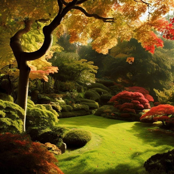 Glowing Autumn Forest Digital Art II - 12" x 12" Wall Decor