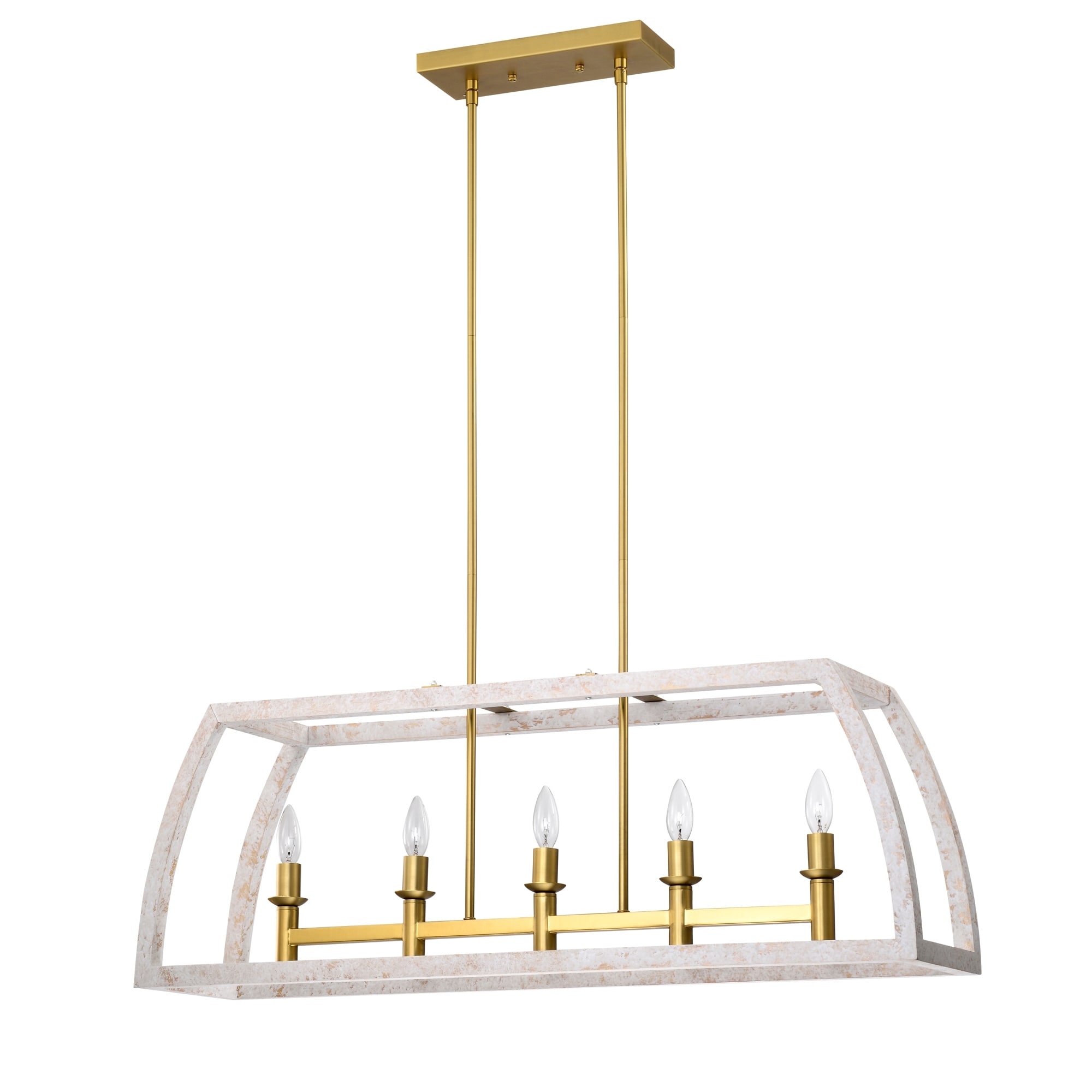 Nermin 39 in. 5-Light Indoor Satin Gold Finish Chandelier with Light Kit
