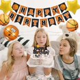 thumbnail image 4 of 27 piezas de suministros para fiesta de cumpleaños con tema de baloncesto, decoraciones temáticas para fiesta de baloncesto que incluyen pancarta de feliz cumpleaños, adornos para, 4 of 5
