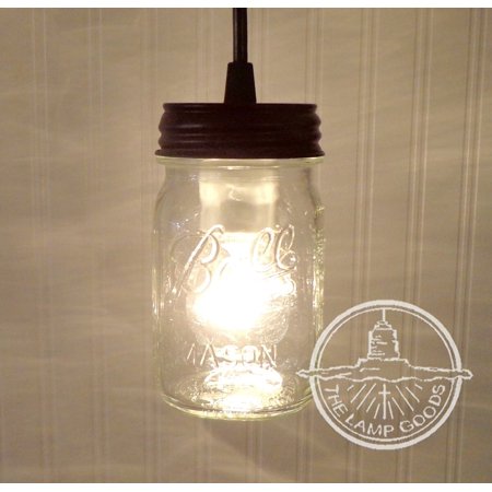 

Mason Jar PENDANT Light Pint - Hanging Flush Mount Ceiling Lighting Fixture Fan Farmhouse Chandelier Track Kitchen Pantry Rustic