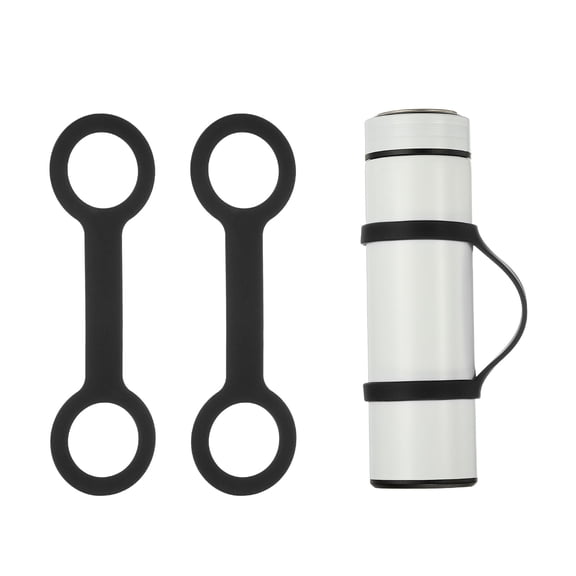 Uxcell Water Bottle Carrier Grip, Silicone Non-Slip Water Handle Grip Strap Bottle Holder Straps for Outdoor Camping Running Bike Gym Sports (2 Pack, Black)