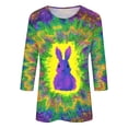 thumbnail image 5 of VNKIDY Womens Easter TShirts Ladies Fashion Easter Bunny Printed Crewneck Three Quarter Sleeve Fit Tees For Daily Wear Pink XXXL, 5 of 5