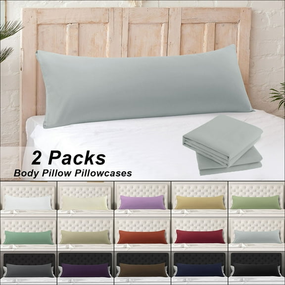 PiccoCasa 2 Packs Body Pillow Covers Microfiber Pillowcase Jumbo Light Grey