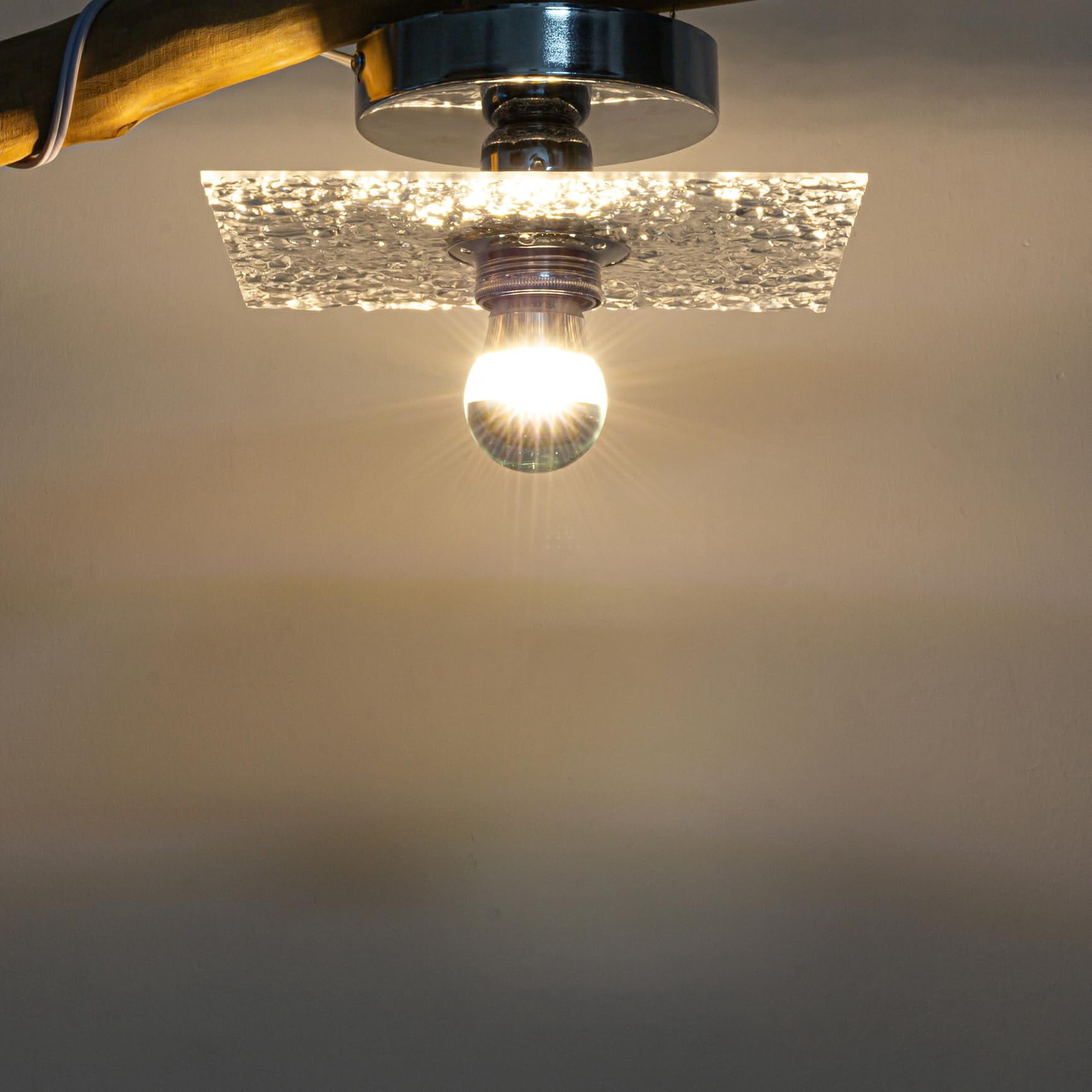 Kiven Flush Mount Ceiling Light Fixture, 1-Light Anti Glare Close to Ceiling Light with 15FT Plug-in Cord, Modern Chandelier for Bedroom Kitchen Island Hallway