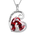 thumbnail image 1 of Juwaliy Collar Madre Hija 925 Plata de Ley Corazón de Amor Granate Piedra de Nacimiento de Enero Dije Joyería Mujer Mamá Cumpleaños Navidad Mother's Day Regalo, 1 of 6