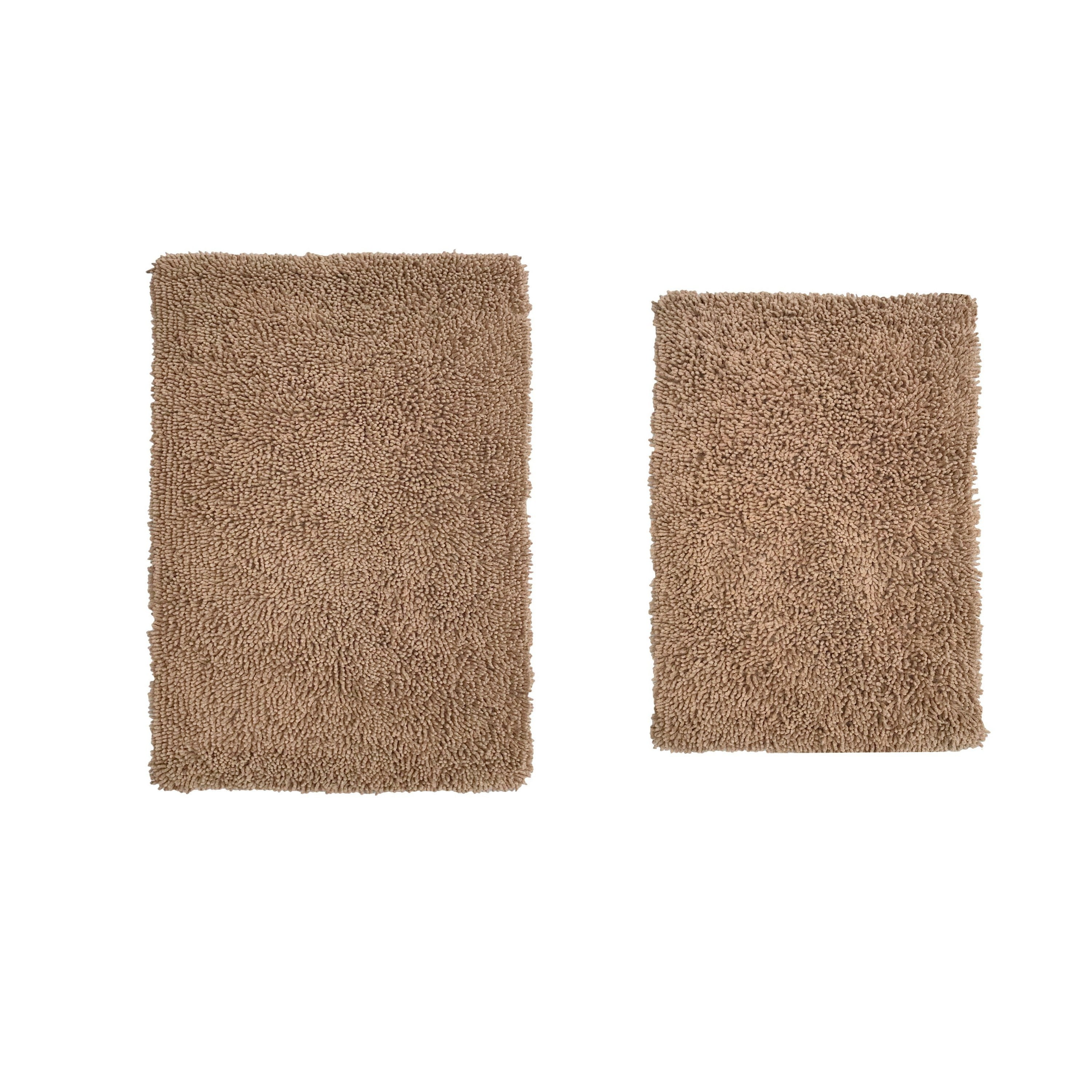 Home Weavers Fantasia Bath Rug 100% Cotton Non-Slip Bathroom Rug Set Machine Washable Bathroom Rug-17"x24", Bath Rug- 21"x34", Linen Color 2 Piece Bath Carpet set