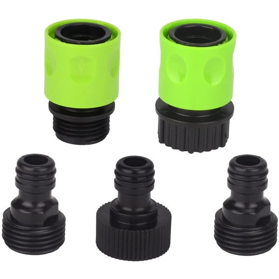 Set of 5 Complete Garden Hose Quick Connect Kit Plastic Hose Tap Adapter Connector