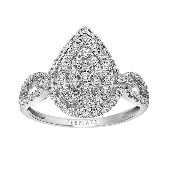 3/8ctw 10KT White Gold Pear Limited Edition Genuine Certified Diamond Ring by Keepsake