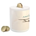 thumbnail image 2 of Adventure Piggy Bank, Let the Adventure Begin Inscription and Biplane Tropical Summer Vacation, Ceramic Coin Bank Money Box for Cash Saving, 3.6" X 3.2", Cream Turquoise Tan, by Ambesonne, 2 of 4
