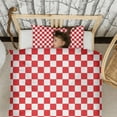 thumbnail image 3 of White Red Checkered Duvet Cover and Pillowcase Set for Single Bedding, Bedroom Accessories for Kids Teens, 3 of 5