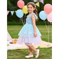thumbnail image 4 of IBTOM CASTLE Toddler Baby Girls Shiny Butterfly Tutu Dress Princess Birthday Party Pageant Flower Girl Wedding Tulle Dresses 2-6T Blue, 4 of 7