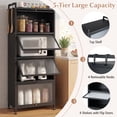 thumbnail image 3 of Giantex 5-Tier Kitchen Storage Cabinet, Mobile Microwave Stand, Bread Rack Coffee Stand, Bakers Rack w/Flip Door Cabinets, Black, 3 of 8