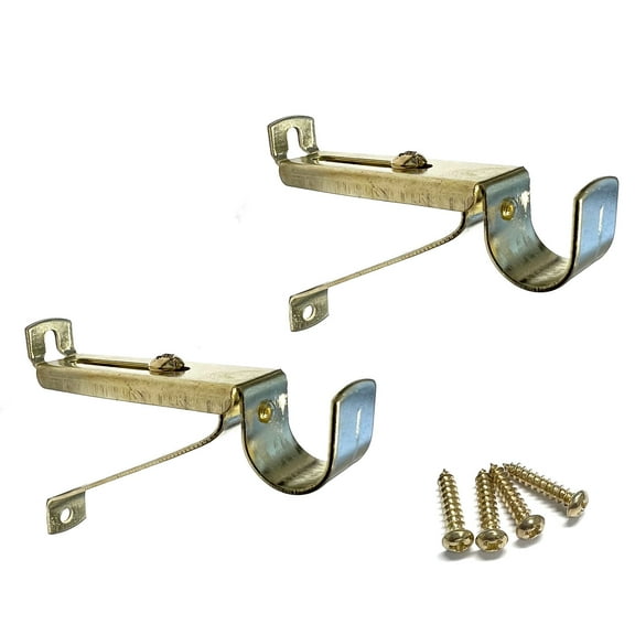 The Classic Touch Adjustable 9/16 Cafe Curtain Rod Brackets, Gold