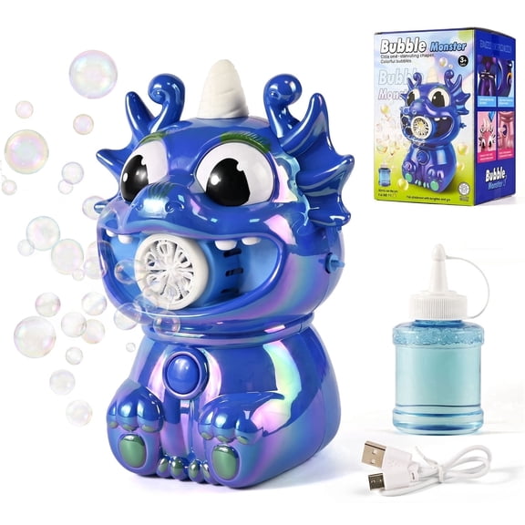 Cute Monster Automatic Bubble Blower Machine for Kids Outdoor Parties, Adjustable Output Automatic Bubble Blower for Boys Toddlers 1-3
