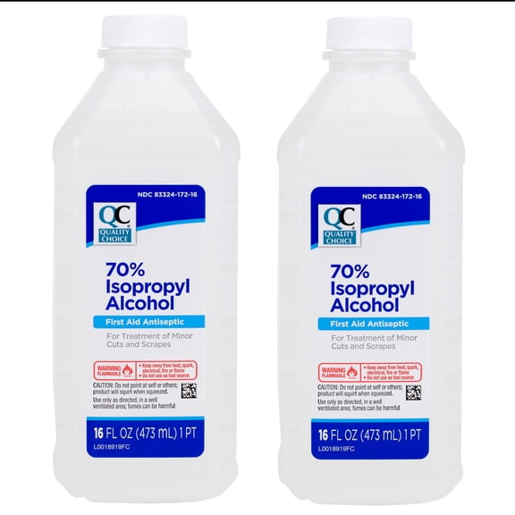 Quality Choice 70% Isopropyl Alcohol First Aid Antiseptic, 16 FL OZ - 2 Pack