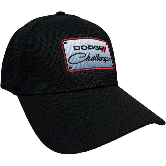 Dodge Challenger Stretch Fit Patch Hat - Embroidered Fitted Cap - Officially Licensed by Dodge Black