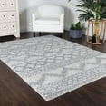 thumbnail image 1 of Geometric Stripe Plush Polypropylene Indoor Shag Area Rug - 4' x 6’, Gray-Cream, 1 of 10