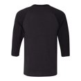 thumbnail image 3 of Unisex Three-Quarter Sleeve Baseball Tee Color Black Heather/ Black X-Small Size, 3 of 4