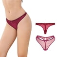 thumbnail image 2 of Varsbaby Women's Thongs, Low Waist See Through Panties Cotton Crotch Lace Mesh Thongs for Women, 2 of 5