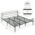 thumbnail image 3 of Twin/Full/Queen/King Size Metal Platform Bed Frame with Headboard and Footboard, Heart Shaped Bed Frame, 12.2 Inch Under Bed Storage, Steel Slat Support, No Box Spring Needed, Easy Assembly, 3 of 9