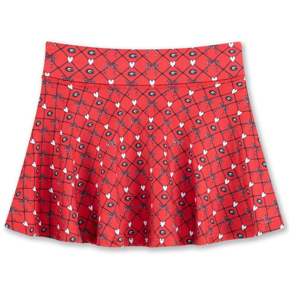 Girls Youth ZooZatz Red Georgia Bulldogs All-Over Print Bow Team Logo Skort