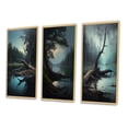 thumbnail image 3 of Designart "Mysterious Morning Fallen Tree by Misty Lake II" Lakehouse Framed Wall Art Set Of 3 - Blue Lake House Frame Canvas Set For Living Room Decor, 3 of 6
