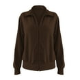 thumbnail image 4 of Baqcunre Womens Winter Coats Ladies Fashion Loose Knit Zipper Solid Color Striped Casual Jacket Womens Jacket Fall Outfits Coffee XL, 4 of 5