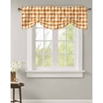 thumbnail image 2 of Tie Up Valance Curtain for Kitchen, Watercolor Vintage Orange Buffalo Plaid Rod Pocket Short Curtains Adjustable Tie-Up Shade Valances, Abstract Geometric Window Treatment for Bathroom Living Room Bedroom, 2 of 7