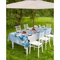 thumbnail image 4 of Fsddascl Blue Snowman Christmas Outdoor Tablecloth - 52x70 Inch Rectangle Dining Table Cover, Xmas Snowflake Birds Waterproof Outdoor Table Cloth with Umbrella Hole & Zipper for Picnic/Patio/Party, 4 of 7