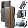 thumbnail image 1 of Case for Samsung Galaxy S21 FE 5G Cover Leather Wallet Folio Case Book Design Flip Magnetic Closure - Grey, 1 of 5