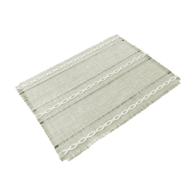 Linen Placemats Set with Tassels Heat-Resistant Table Mats Waterproof Dining Table Decor Insulated Washable Place Mats (33x45cm)