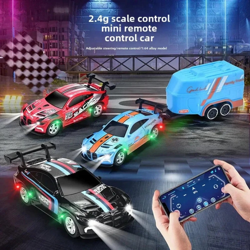 AIGIA 1:64 Mini Alloy Remote Control Car 4WD Drift Wireless Remote Control Racing Car Model APP Remote Control Racing Car Toy Gift