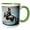 Green/White, variant on 3drose, Funny Knight - Fantastic Knight in Armor on a Horse in the Ocean Gift, 11oz Two-tone Black Mug