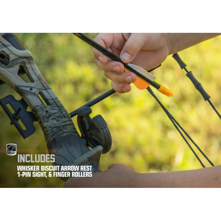 Bear Archery Warrior Youth Bow Includes Trophy Ridge Whisker Biscuit,  Armguard, Quiver, and Arrows Recommended for Ages 11 and Up 