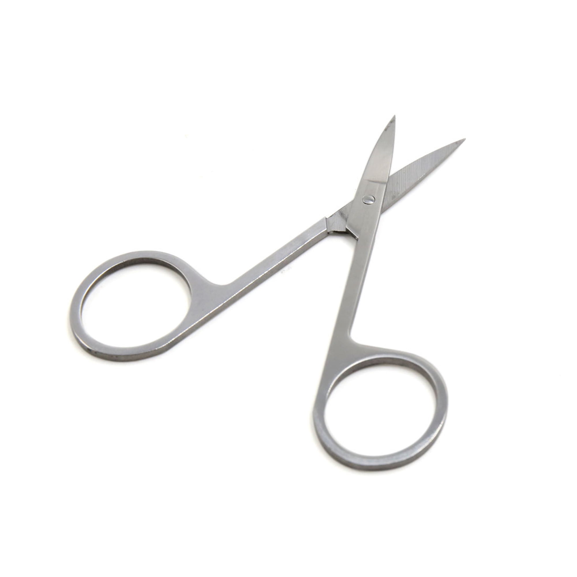 Unique Bargains Silver Tone Stainless Steel Eyebrow Trimmer Curved Edge Scissor