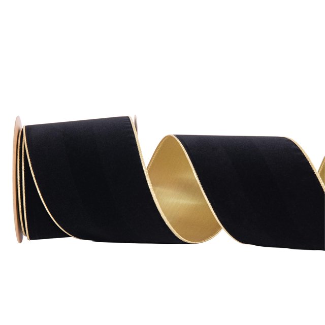 Cinta decorativa CSZD RIBBON de terciopelo negro, 10 m x 10 cm