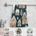 thumbnail image 4 of Cute Gingerbread Houses Hand Towels 2 PCS, Blue Christmas Tree Kitchen Towel Ultra Soft and Highly Absorbent,Decorative Fingertip Face Towel for Bathroom Hotel, 28.3"x 14.4", 4 of 5