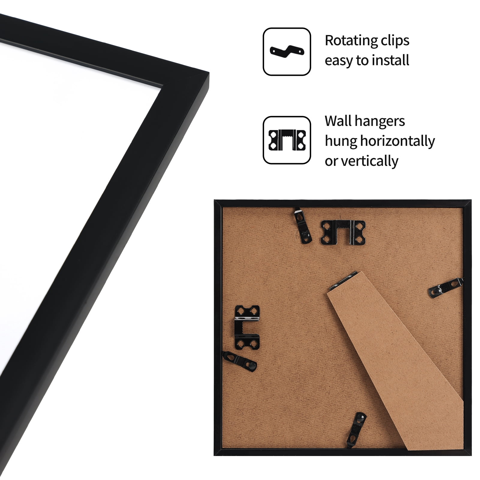 8x8 Picture Frames Set of 18, Thin Square Black 8 by 8 Photo Frame for Gallery Wall or Tabletop