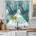 thumbnail image 6 of Turquoise Marble Swag Curtains for Kitchen/Bedroom/Living Room, Abstract Minimalist Art Ombre Blue Scalloped Curtains 63 Inch Long, Window Swag Topper Curtains Valances 2 Panels Set 36"x63", 6 of 8
