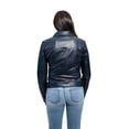 thumbnail image 6 of First Manufacturing WBL1384-XL-NBLUE Chloe Women Fashion Lambskin Leather Jacket for Women, Navy Blue - Extra Large, 6 of 10