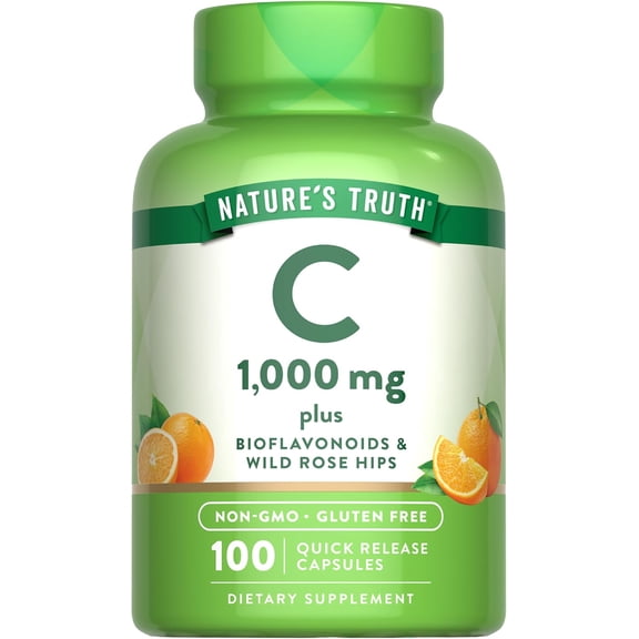 Vitamin C with Rose Hips and Bioflavonoids | 1000mg | 100 Quick Release Capsules | by Nature's Truth