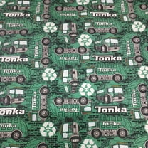 Tonka- Recycling Trucks Green Cotton Fabric