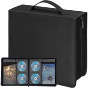 CD DVD Storage Binder with Handles, PU Leather Corver | Holds 136 discs + 68 Booklet Pockets, for DVD/Blu-ray/Music CDs/Audio Disks, Portable Organizer